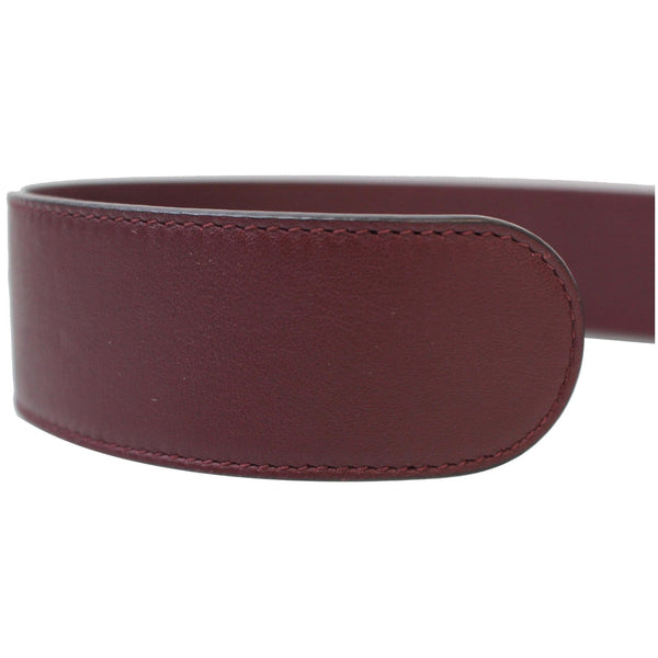 GUCCI Double G Buckle Leather Belt Size 44 Burgundy