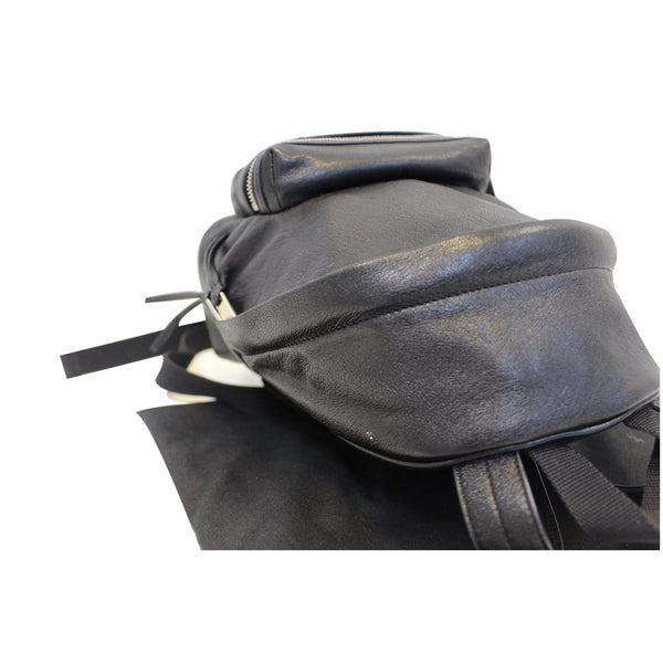 YVES SAINT LAURENT Toy City Embroidered Leather Backpack Bag Black