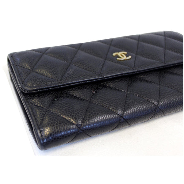 Chanel Gusset Flap Caviar Wallet Black