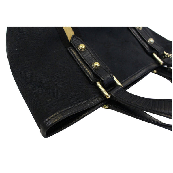 GUCCI Black GG Canvas Jolicoeur Yellow Stripe Small Tote Bag-US