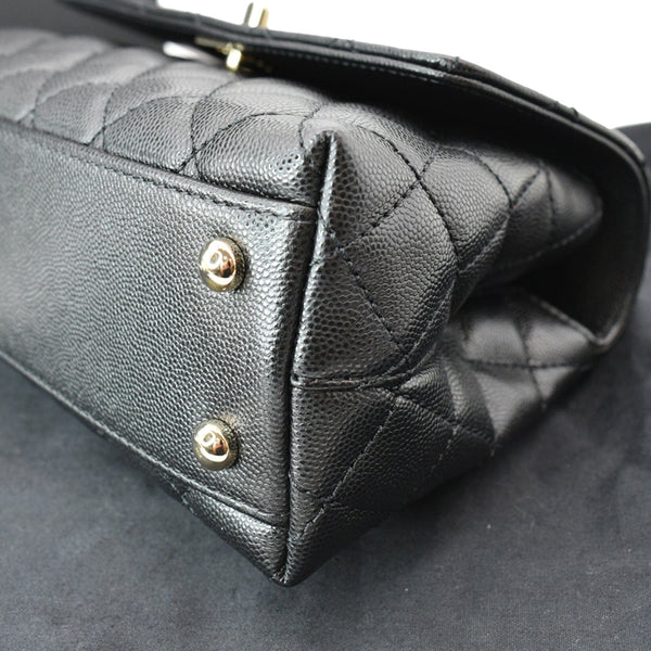 CHANEL Coco Mini Top Handle Caviar Leather Shoulder Bag Black