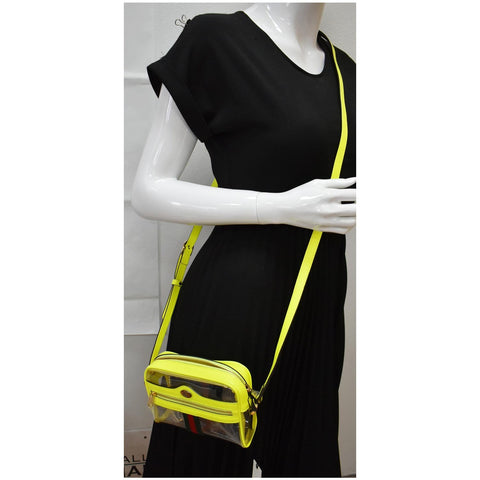 GUCCI Ophidia Mini GG Web PVC Crossbody Bag Neon Yellow 517350