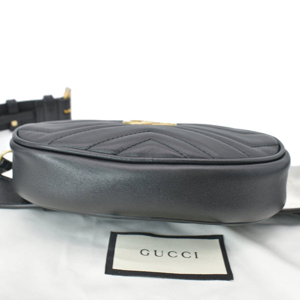 GUCCI GG Marmont Matelasse Leather Belt Bag Black 476434