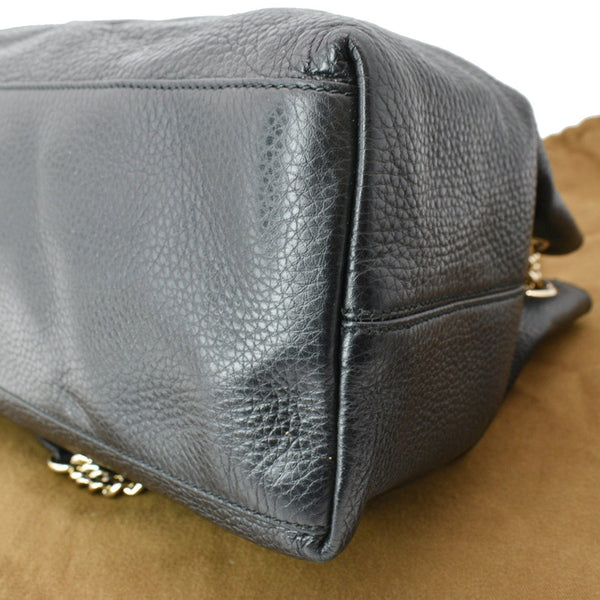 GUCCI Soho Pebbled Leather Chain Shoulder Bag Black 308982