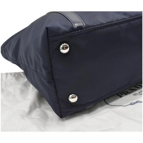 PRADA Nylon Leather Shopping Tote Shoulder Bag Dark Blue