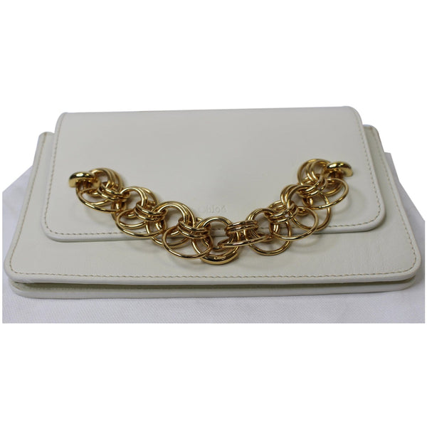 CHLOE Drew Bijou Calfskin Crossbody Clutch Bag White - Last Call