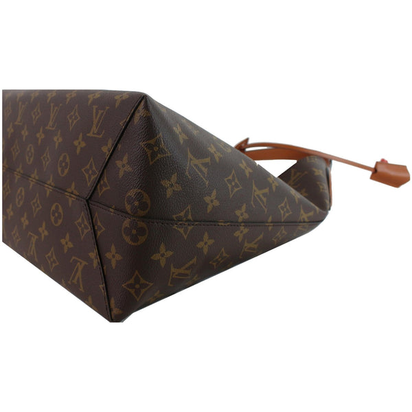 LOUIS VUITTON Flower Monogram Canvas Shoulder Hobo Bag Brown