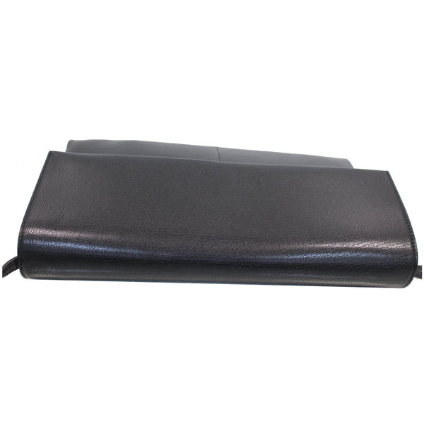 CELINE Folded Clutch Strap Leather Shoulder Bag Black