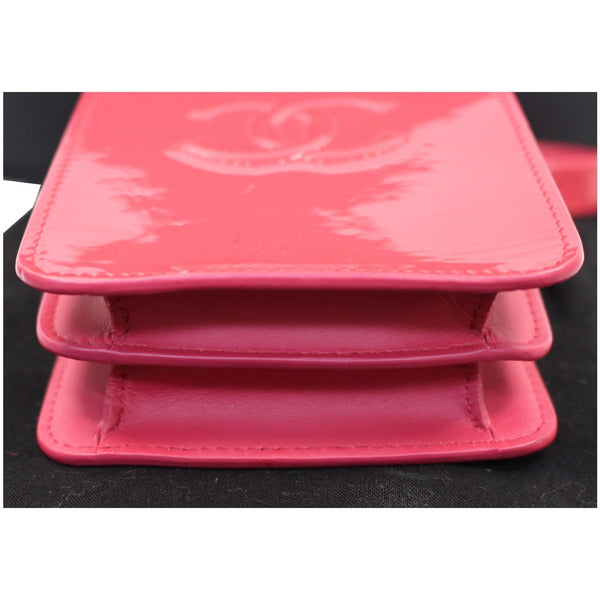 Chanel O-Phone Holder Patent Leather Bag bottom folded