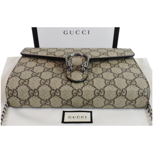 Gucci Dionysus GG Supreme Crossbody Chain Wallet Beige - top front preview