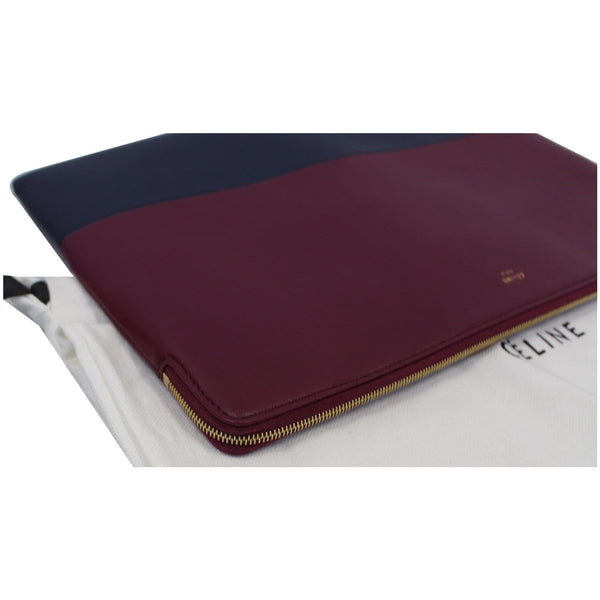 Celine Bi-Color Leather Clutch Pouch Burgundy/Black - Final Sale