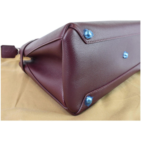 BURBERRY Medium Banner Derby Leather Tote Shoulder Bag Red