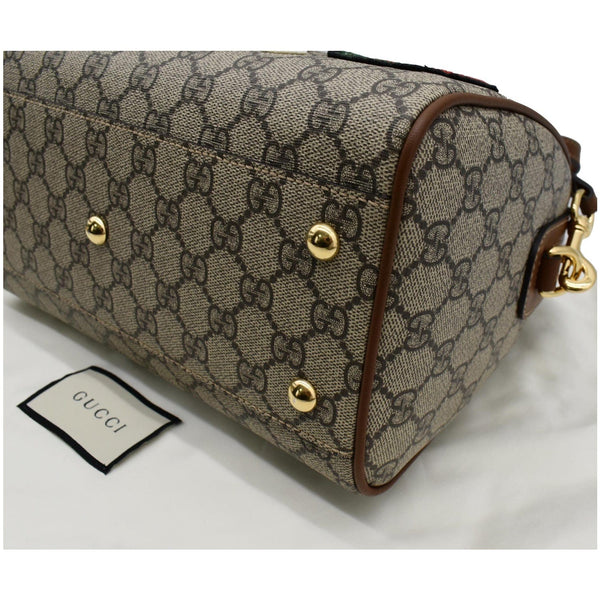 GUCCI Blind for Love Embroidered GG Supreme Canvas Boston Bag Maple Brown 409529