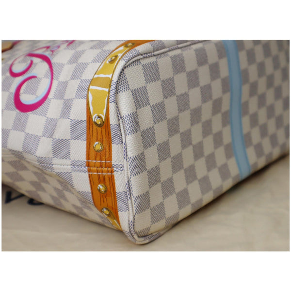 Louis Vuitton Neverfull MM Summer Trunk Damier Azur Bag brown seams