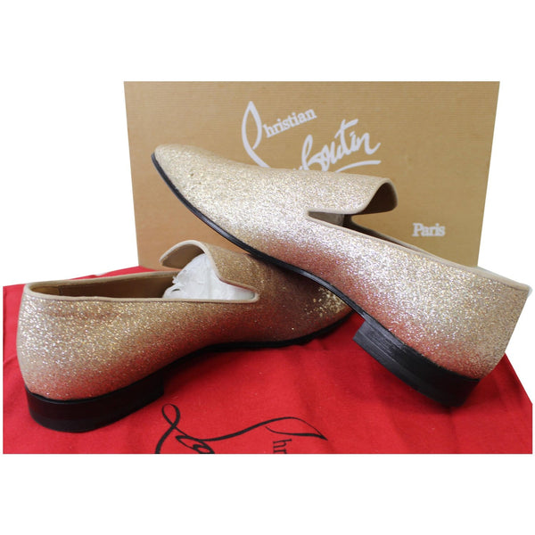 CHRISTIAN LOUBOUTIN Men's Dandelion Flat Glitter Dress Loafer Shoes Gold