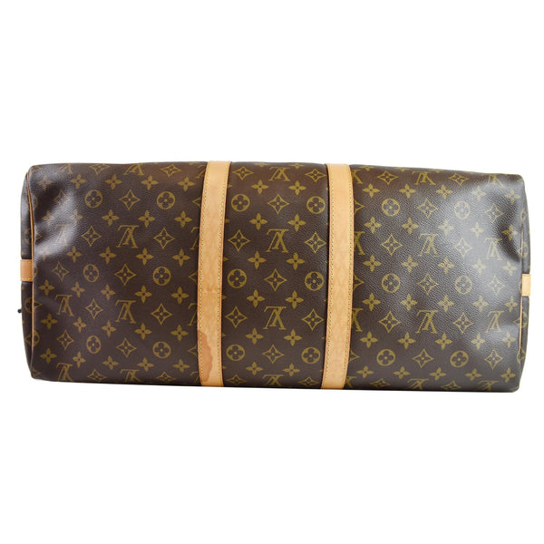 LOUIS VUITTON Keepall Bandouliere 55 Monogram Canvas Travel Bag Brown