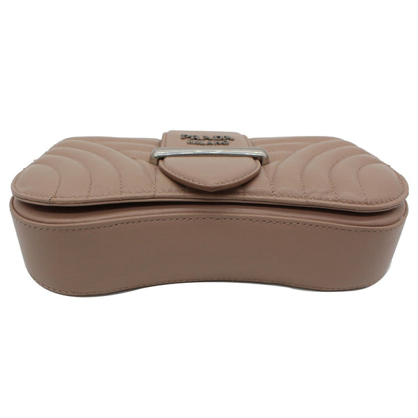 PRADA Mini Sidonie Nappa Diagramme Leather Chain Crossbody Bag Nude