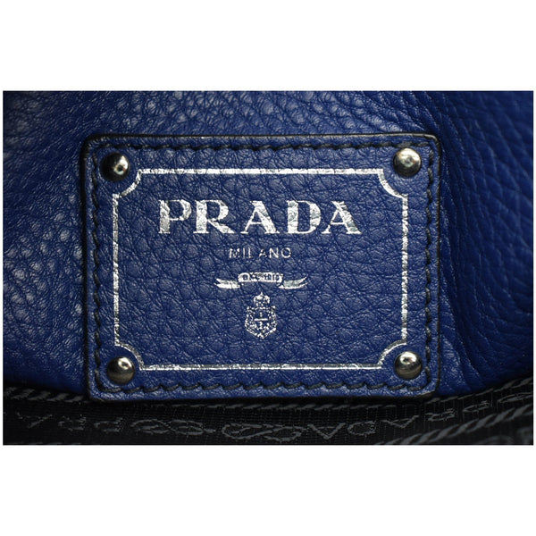 PRADA Vitello Daino Pebbled Leather Tote Bag Blue