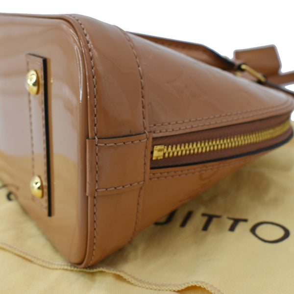 LOUIS VUITTON Alma BB Vernis Leather Satchel Crossbody Bag Tan
