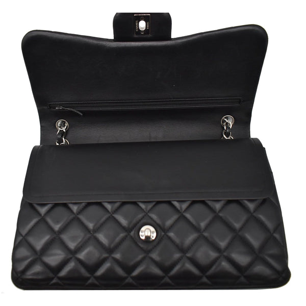 CHANEL Jumbo Double Flap Lambskin Leather Shoulder Bag Black