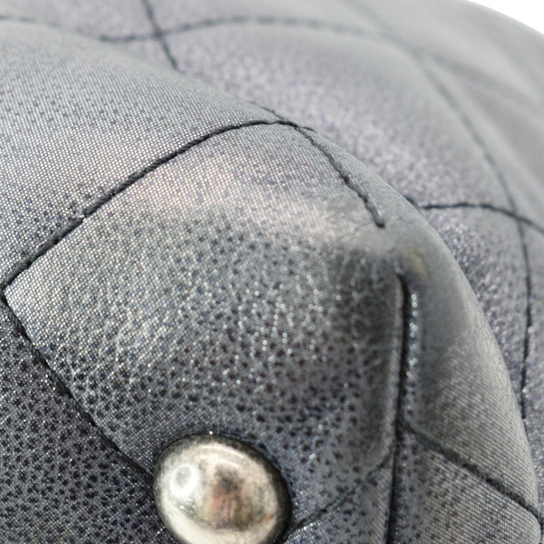 CHANEL Shopping In Chains Calfskin Quilted Large Tote Bag Black