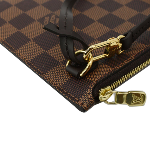 LOUIS VUITTON Neverfull MM Damier Ebene Pochette Wristlet Pouch Brown