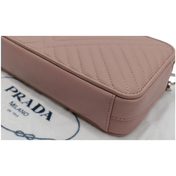 PRADA Nappa Mini Impunture Bandoliera Chain Leather Crossbody Bag Orchidea