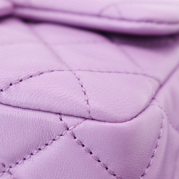 CHANEL 22S Mini Pearl Crush Square Flap Leather Crossbody Bag Purple