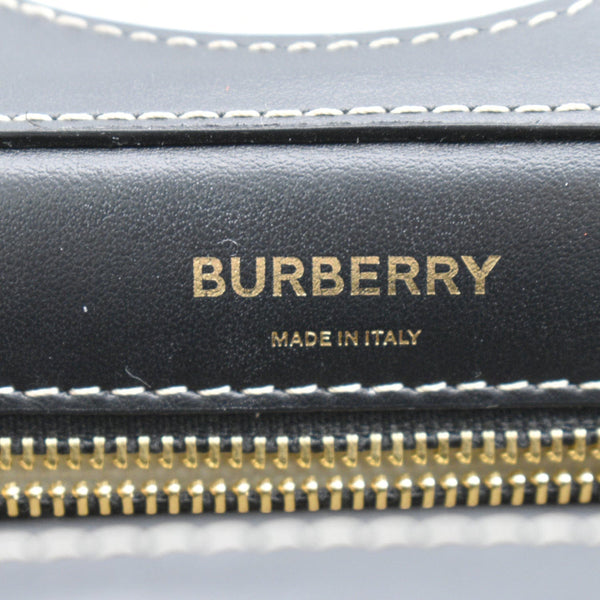 BURBERRY Mini Logo Graphic Canvas Leather Pocket Tote Bag Natural