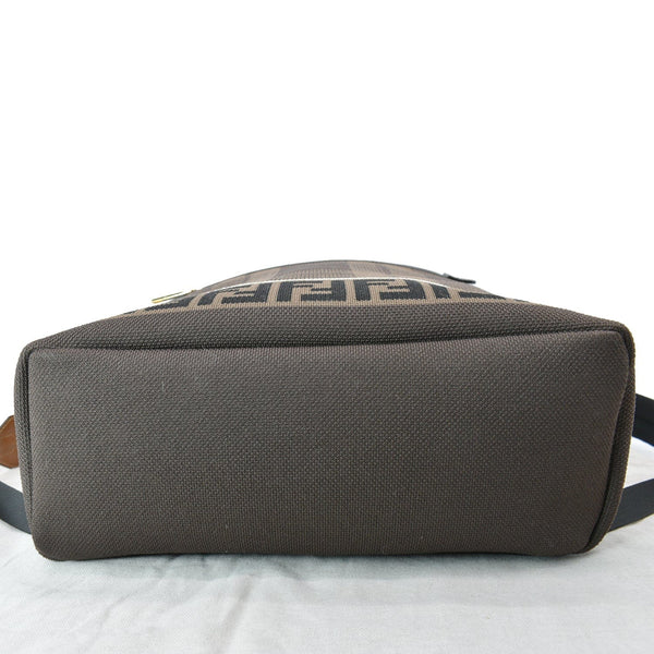 FENDI Tartan Forever Tech Knit Canvas Backpack Brown