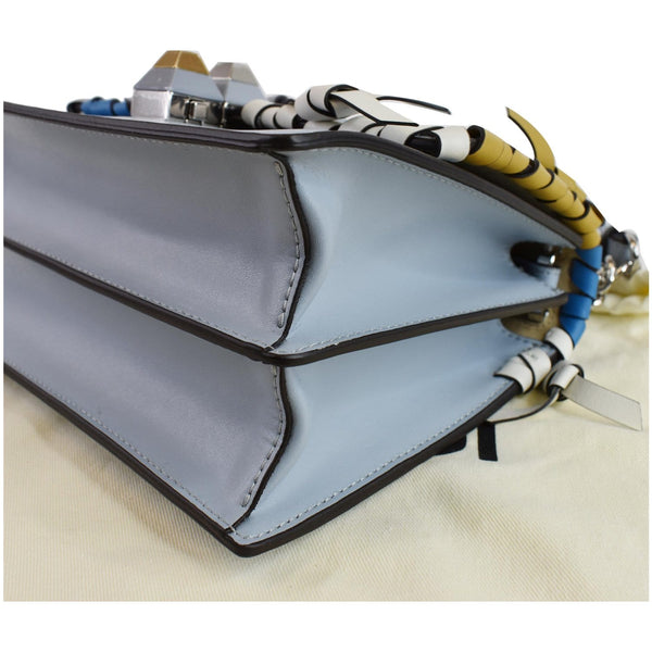 FENDI Vitello Liberty Whipstitch Bow Small Kan I Shoulder Bag Light Blue - Final Sale