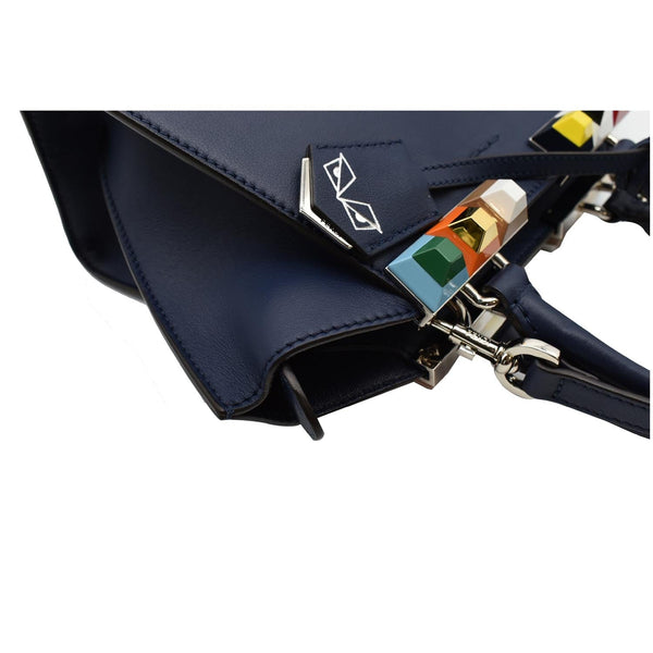 FENDI Petite 3Jours Studded Leather Tote Bag Dark Blue