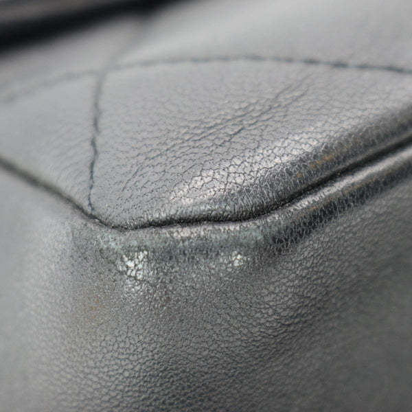 CHANEL Elegant Resin Double Chain Flap Lambskin Shoulder Bag Black