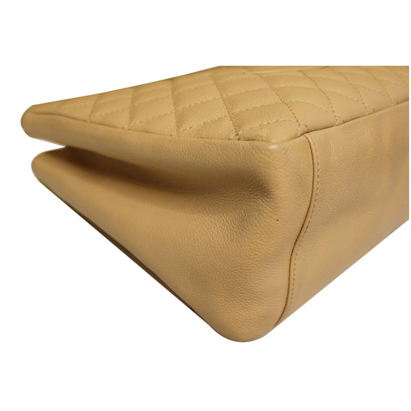 CHANEL Grand Shopping Caviar Leather Tote Shoulder Bag Beige