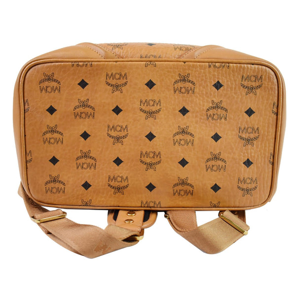 MCM Duke Visetos Medium Canvas Leather Backpack Bag Cognac