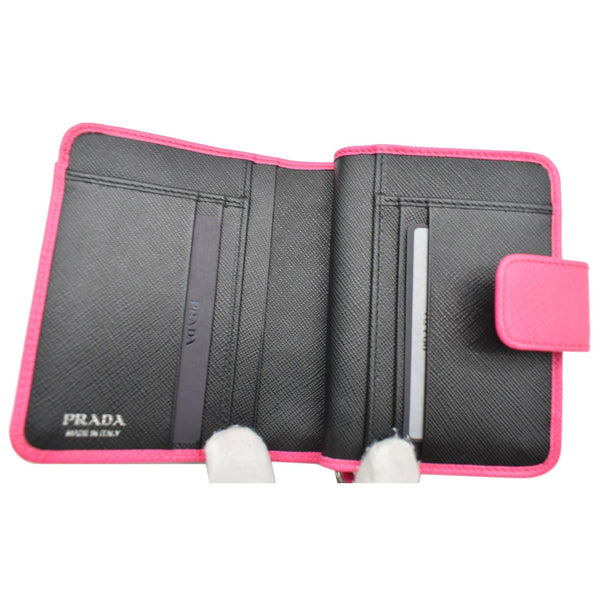 PRADA Small Saffiano Leather Zip Around Wallet Pink