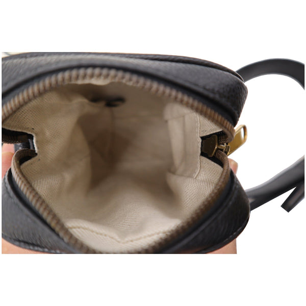 Gucci Logo Grained Calfskin Leather Messenger Bag Black