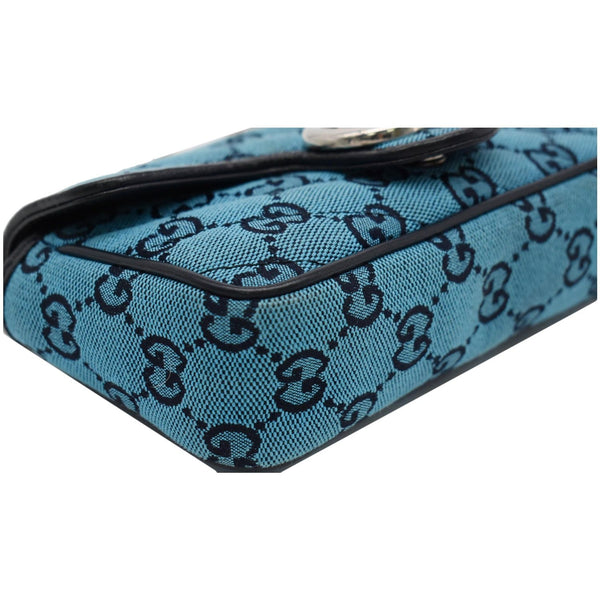 GUCCI GG Marmont Super Mini Matelasse Canvas Crossbody Bag Blue 476433