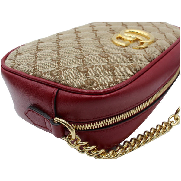 GUCCI GG Marmont Small Matelasse Canvas Leather Crossbody Bag Beige 447632