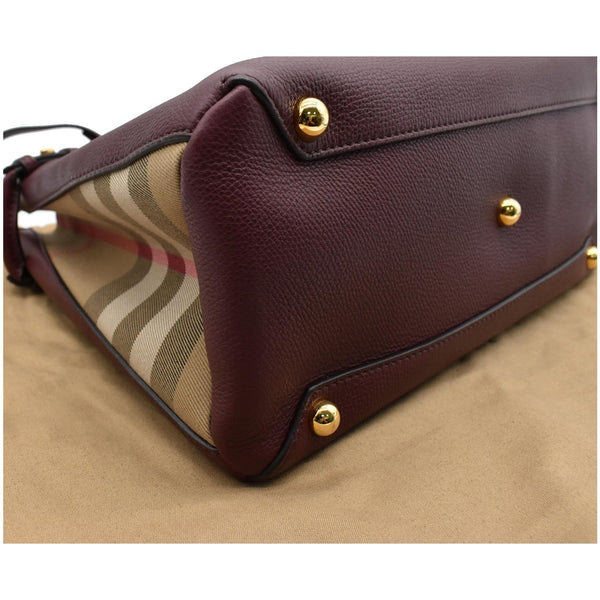 BURBERRY Banner Medium Leather Tote Shoulder Bag Red