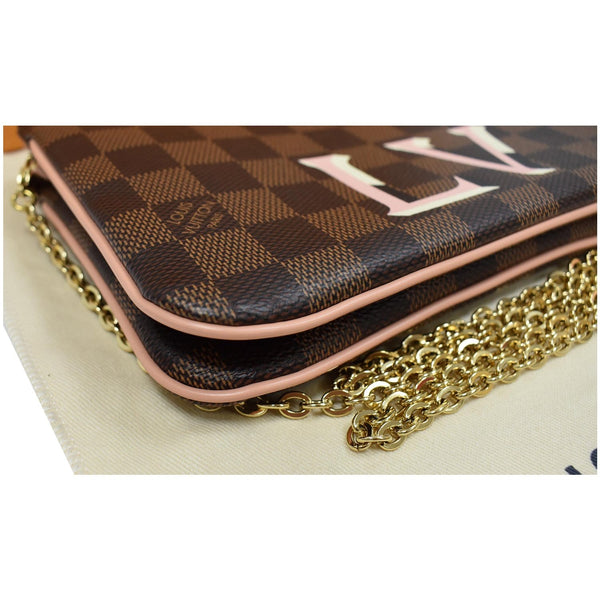 LOUIS VUITTON Double Zip Pochette Damier Ebene Crossbody Bag Brown