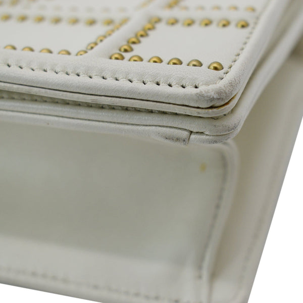 CHRISTIAN DIOR Small Diorama Studded Leather Flap Shoulder Bag White