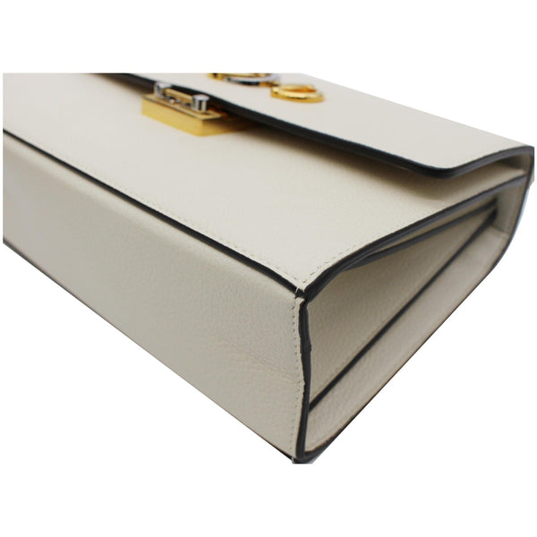 GUCCI Zumi Small Grainy Leather Chain Crossbody Bag White 576388