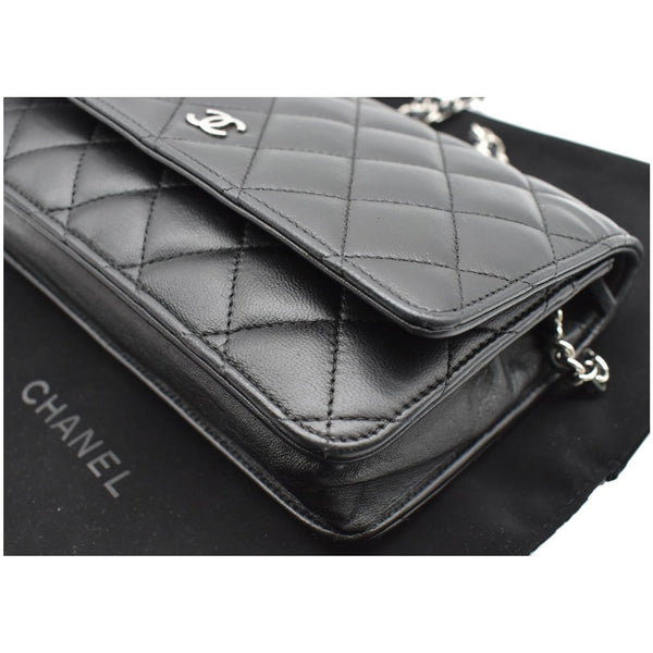 CHANEL WOC Lambskin Leather Chain Crossbody Bag Black