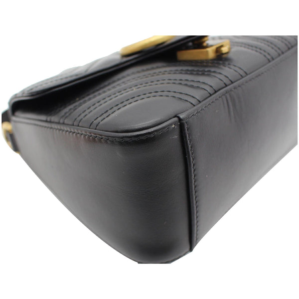 GUCCI GG Marmont Mini Leather Top Handle Shoulder Bag Black 547260