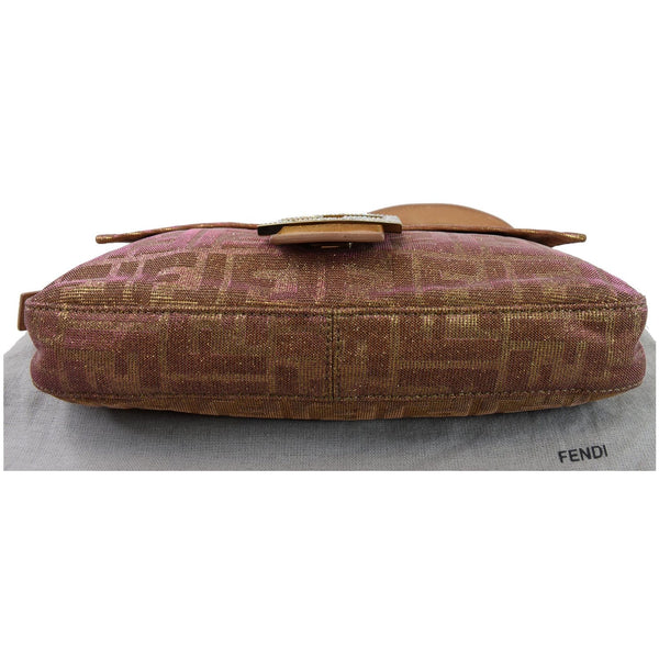 FENDI Glitter Zucca Canvas Magnetic Baguette Bag Metallic Pink