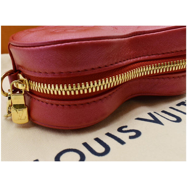 LOUIS VUITTON Heart on Chain Monogram Embossed Crossbody Bag Red