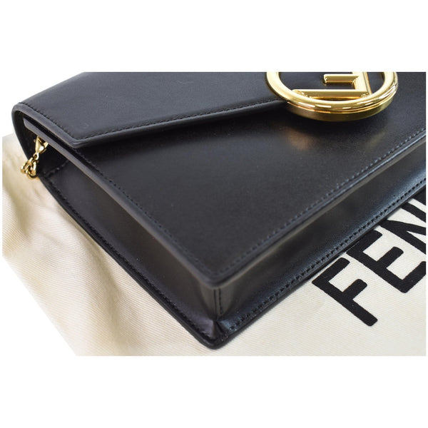 FENDI Vitello F is Envelope Leather Wallet on Chain Crossbody Bag Black