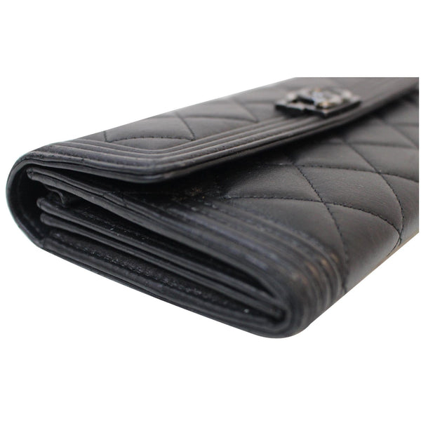 CHANEL Boy Large Flap Lambskin Leather Wallet Black