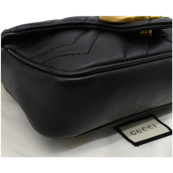 GUCCI GG Marmont Super Mini Leather Crossbody Bag Black 476433